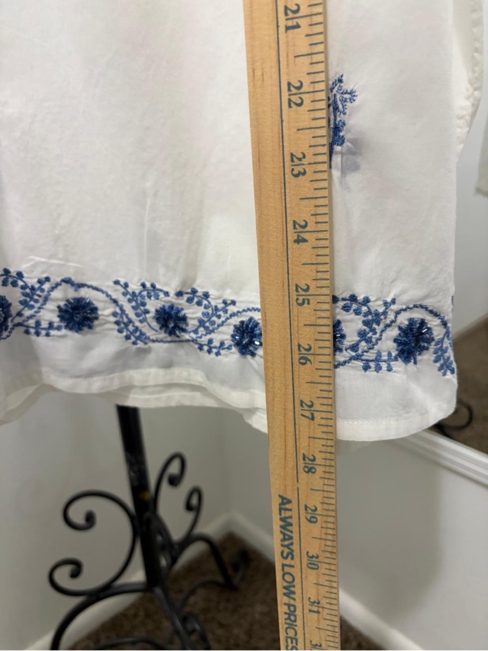 NorthStyle White Tunic with Blue Floral Embroidery - Picture 6 of 6